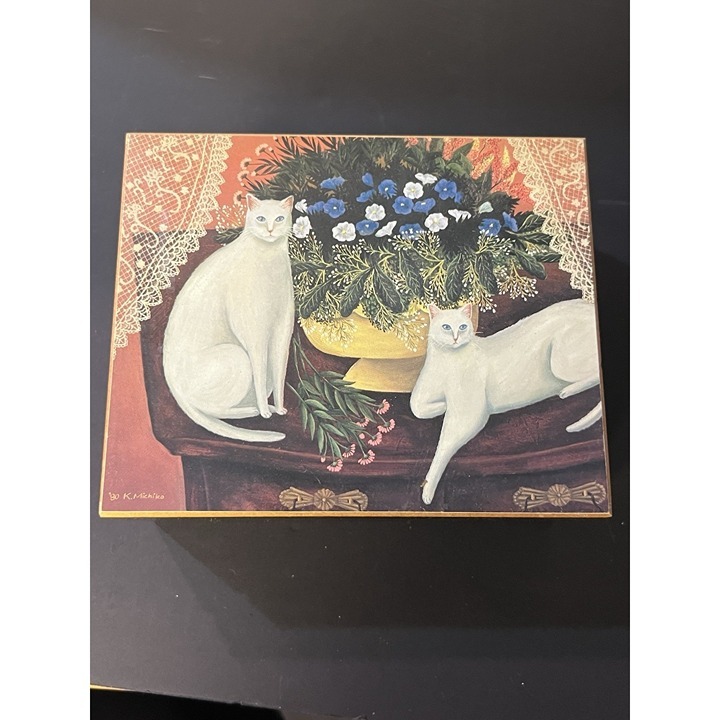 Sankyo Hand Painted Cat Hand Crafted Wooden Box Jewelry Musical Box 1728 32$